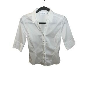 7th Avenue NY&C White Button Down Shirt Women's Size XS Cotton Blend